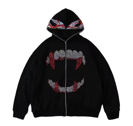 Y2K Gothic Rhinestone Hoodie