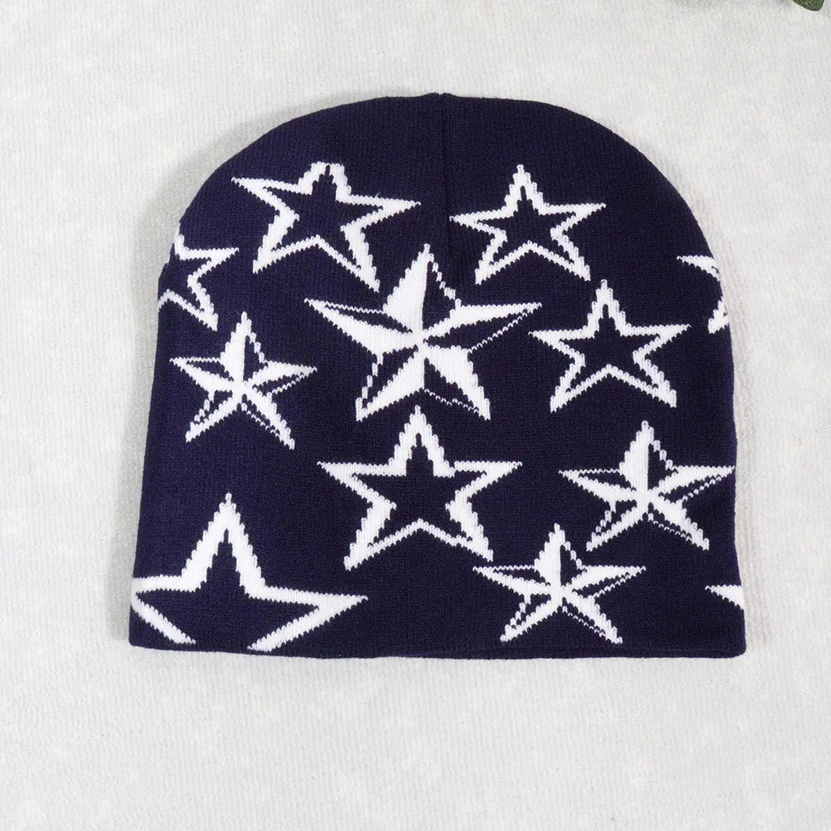 Knitted Beanie with Star Pattern