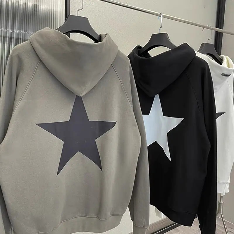 Y2K Aesthetic Star Print Hooded Sweatshirt