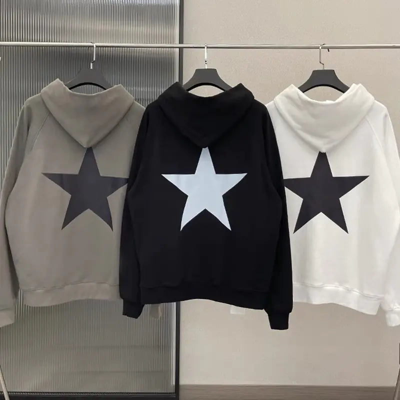 Y2K Aesthetic Star Print Hooded Sweatshirt