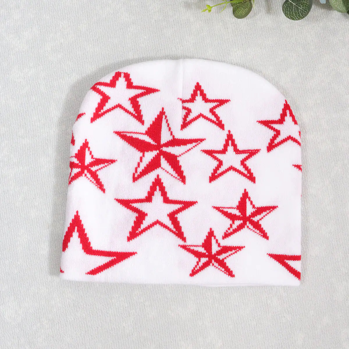 Knitted Beanie with Star Pattern