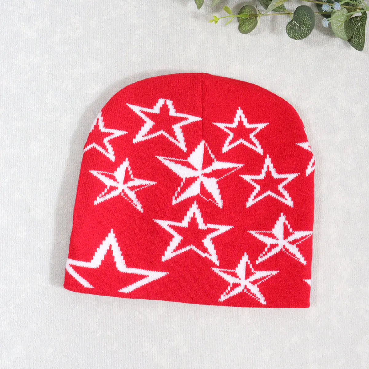 Knitted Beanie with Star Pattern