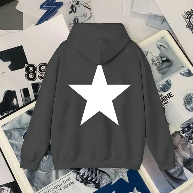 Y2K Aesthetic Star Print Hooded Sweatshirt