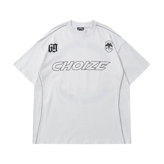 Y2K Oversized Reflective Strip T-Shirt