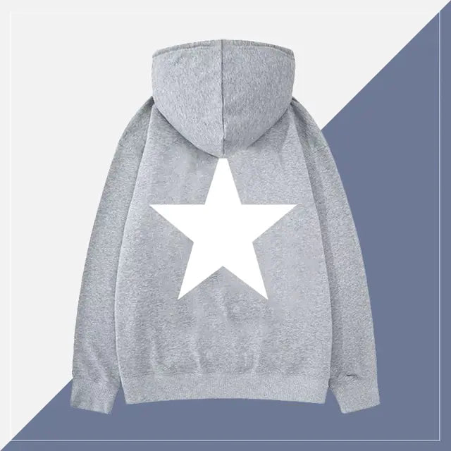 Y2K Aesthetic Star Print Hooded Sweatshirt