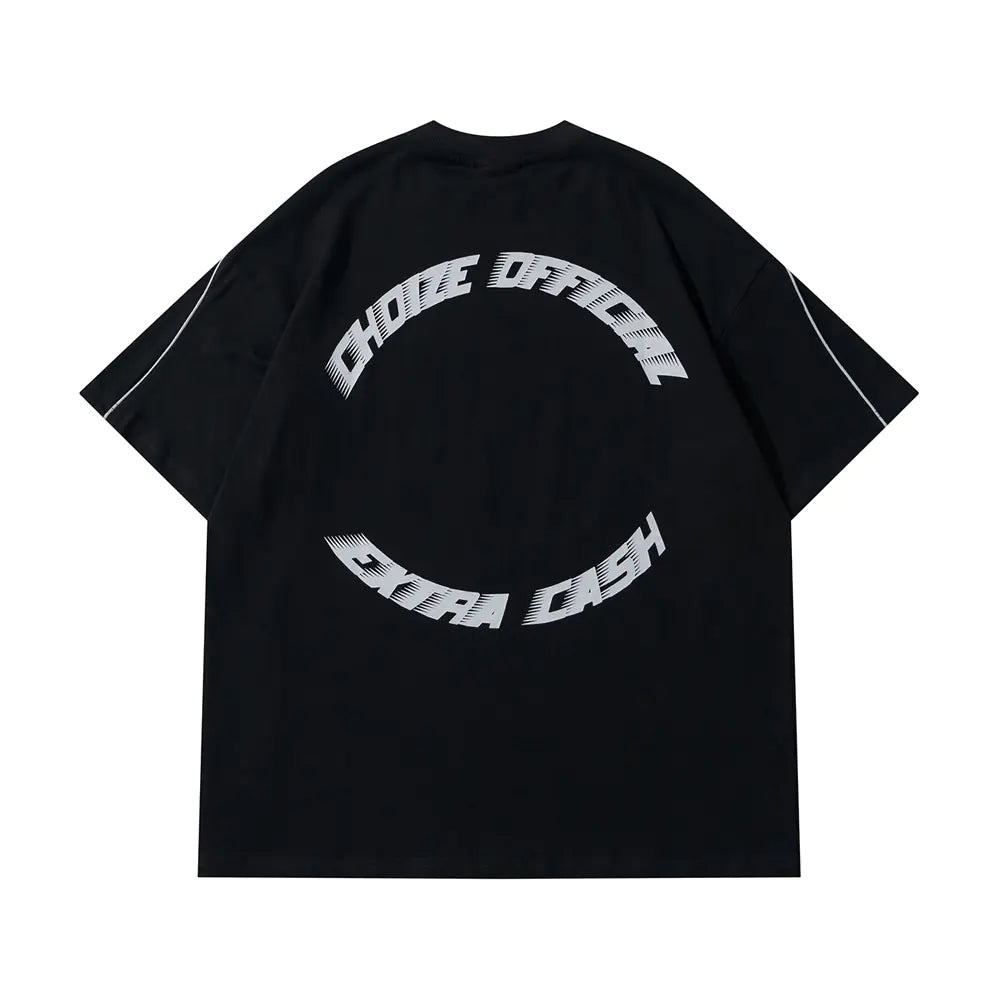 Y2K Oversized Reflective Strip T-Shirt