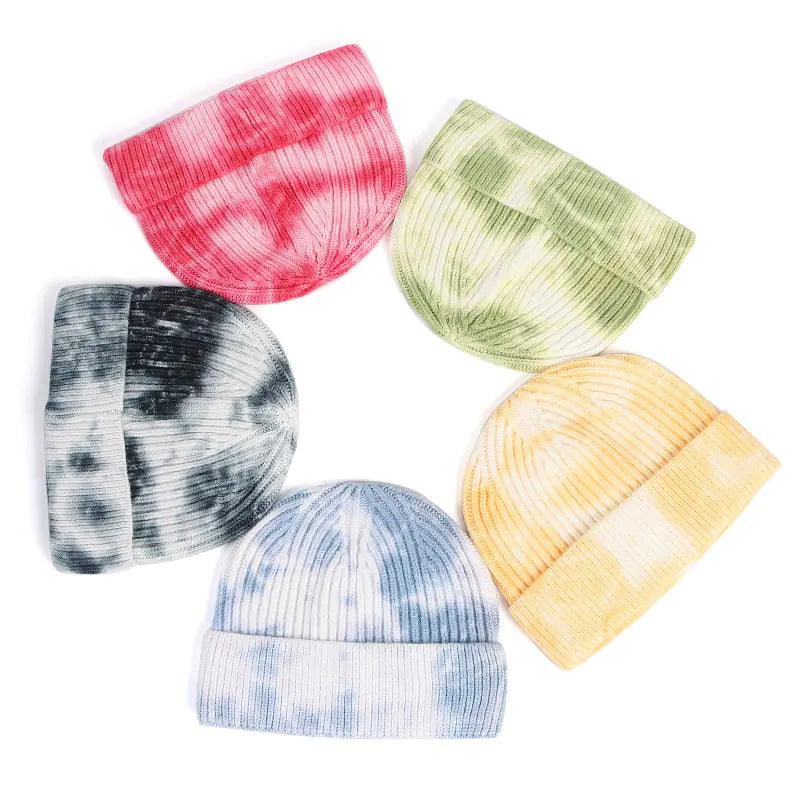 Tie-Dye Knitted Beanie Hat