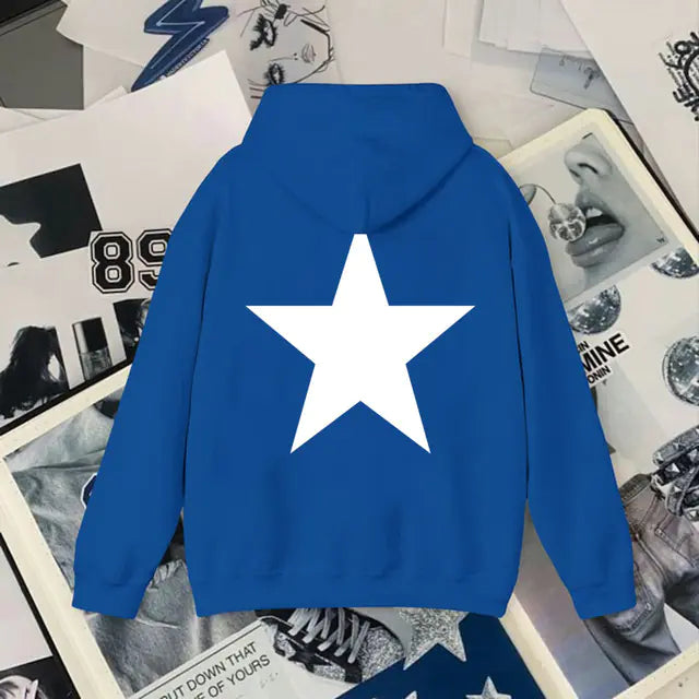 Y2K Aesthetic Star Print Hooded Sweatshirt