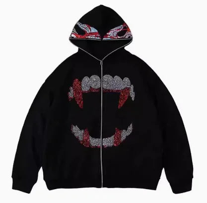 Y2K Gothic Rhinestone Hoodie