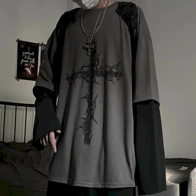 Men's Y2K Casual Long Sleeve T-Shirt