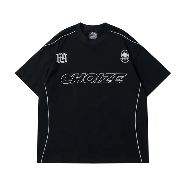 Y2K Oversized Reflective Strip T-Shirt