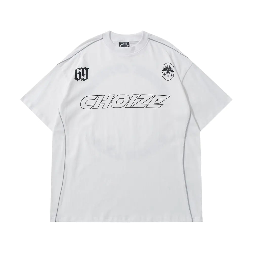 Y2K Oversized Reflective Strip T-Shirt